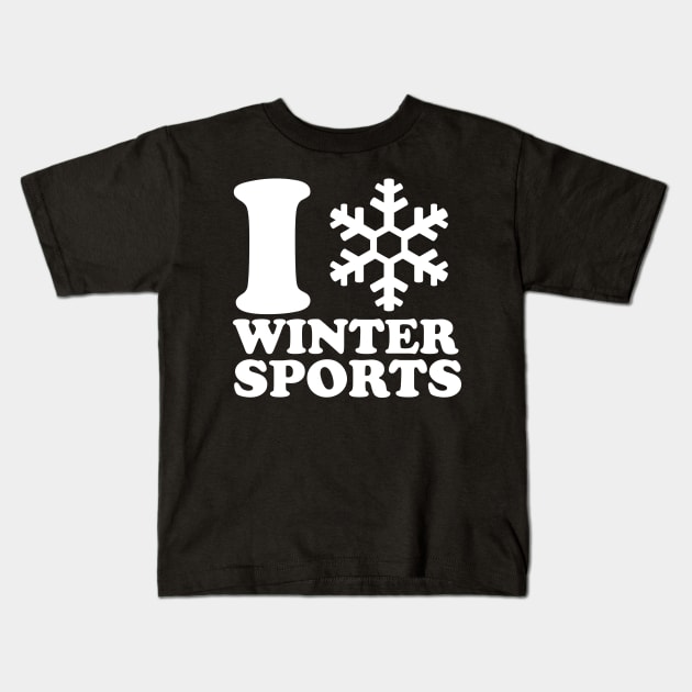 I Love Winter Sports Kids T-Shirt by thingsandthings